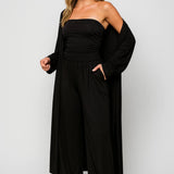 Imogen | Women's Three-Piece Set with Strapless Top and Wide-Leg Trousers