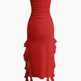 Harper | Bandeau Maxi Dress with Elegant Ruffle Detail