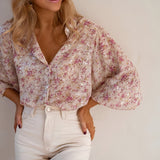 Marielle | Floral Print Button-Up Blouse with Elegant Fit