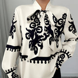 Serenia | Floral Tie-Neck Blouse with Elegant Design