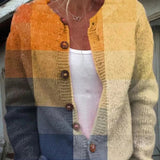 Florence | Women's Printed Knit Long Sleeve Cardigan with Button Front