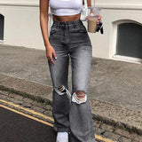 Callum | High-waist flared trousers with knee cut-out