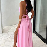 Charlotte | Deep V-Neck Maxi Dress with Elegant Side Slit
