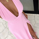 Charlotte | Deep V-Neck Maxi Dress with Elegant Side Slit