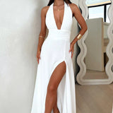 Charlotte | Deep V-Neck Maxi Dress with Elegant Side Slit