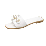Matilda | Leather Slides with Pearl Detail