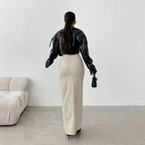 Violet | Maxi Skirt in Leather-Look Finish