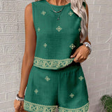 Lila | Boho Summer Two-Piece Set with Sleeveless Top and Shorts