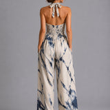 Amelia | Lightweight Linen Blend Halter Wide-Leg Jumpsuit Set