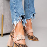 Kaia | Leopard Print Suede Sandals with Sturdy Heel