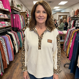 Louisa | Leopard Print Button Front Blouse For Woman
