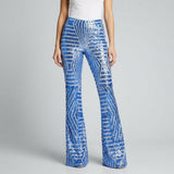 Beatrice | Women's High-Waist Wide-Leg Trousers with Geometric Print