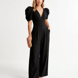 Phoebe | Elegant Puff Sleeve Jumpsuit with Wide Leg Design