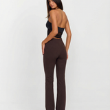 Beatrice | High-Waist Flared Wide-Leg Jersey Trousers with Front Seam