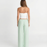 Georgia | Ribbed Linen Wide-Leg Trousers with Adjustable Drawstring Waist