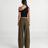 Madeline | Tailored Wide-Leg Trousers with High-Waist Wrap Pleat Design