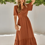 Emily | Wrap V-Neck Midi Dress with Flattering Waist