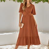 Emily | Wrap V-Neck Midi Dress with Flattering Waist