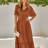 Emily | Wrap V-Neck Midi Dress with Flattering Waist
