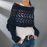 Women's Winter Knitted Shoulder Wrap – Warm Cropped Shrug Scarf