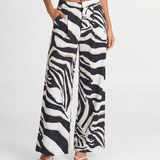 Rosalie | High-Waist Zebra Print Wide-Leg Trousers