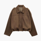 Poppy | Women's Faux Suede Bomber Jacket with Collar