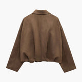 Poppy | Women's Faux Suede Bomber Jacket with Collar