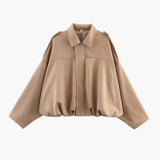 Poppy | Women's Faux Suede Bomber Jacket with Collar