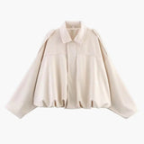 Poppy | Women's Faux Suede Bomber Jacket with Collar