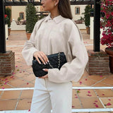 Poppy | Women's Faux Suede Bomber Jacket with Collar