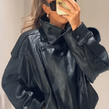 Matilda | Women’s High Neck Faux Leather Jacket