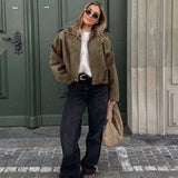 Poppy | Women's Faux Suede Bomber Jacket with Collar