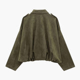 Poppy | Women's Faux Suede Bomber Jacket with Collar