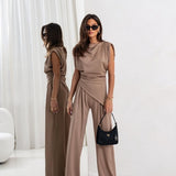 Alice | Women's Jumpsuit with Flowing Drapes and Wide Legs