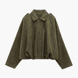 Poppy | Women's Faux Suede Bomber Jacket with Collar