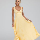 Charlotte | Flowing Pleated V-Neck Maxi Dress