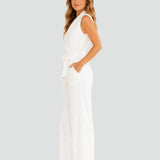 Lily | Women's Wide-Leg Wrap Jumpsuit with Waist Tie
