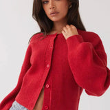 Penelope | Elegant Red Knit Cardigan