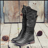 Women's Lace-Up Riding Boots – Knee-High Equestrian Style Boots with Tread Sole, Autumn Winter