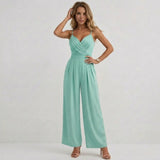 Sophie | Pleated Wide Leg Jumpsuit with Strappy V-Neck