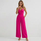 Sophie | Pleated Wide Leg Jumpsuit with Strappy V-Neck