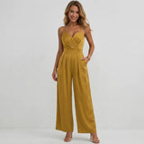 Sophie | Pleated Wide Leg Jumpsuit with Strappy V-Neck