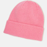 Women's Pink Wool and Cashmere Beanie – Soft Ribbed Winter Hat