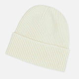 Women's Cream Wool and Cashmere Beanie – Soft Ribbed Winter Hat