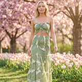 Eliza | Maxi evening dress with palm print design