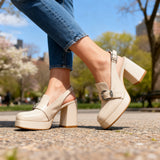 Genevieve | Women's Platform Slingback Block Heel Loafers