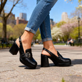 Genevieve | Women's Platform Slingback Block Heel Loafers