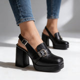 Genevieve | Women's Platform Slingback Block Heel Loafers