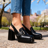 Genevieve | Women's Platform Slingback Block Heel Loafers