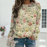 Eliza | Women's Lightweight Cotton Crew Neck Sweater with Floral Embroidery